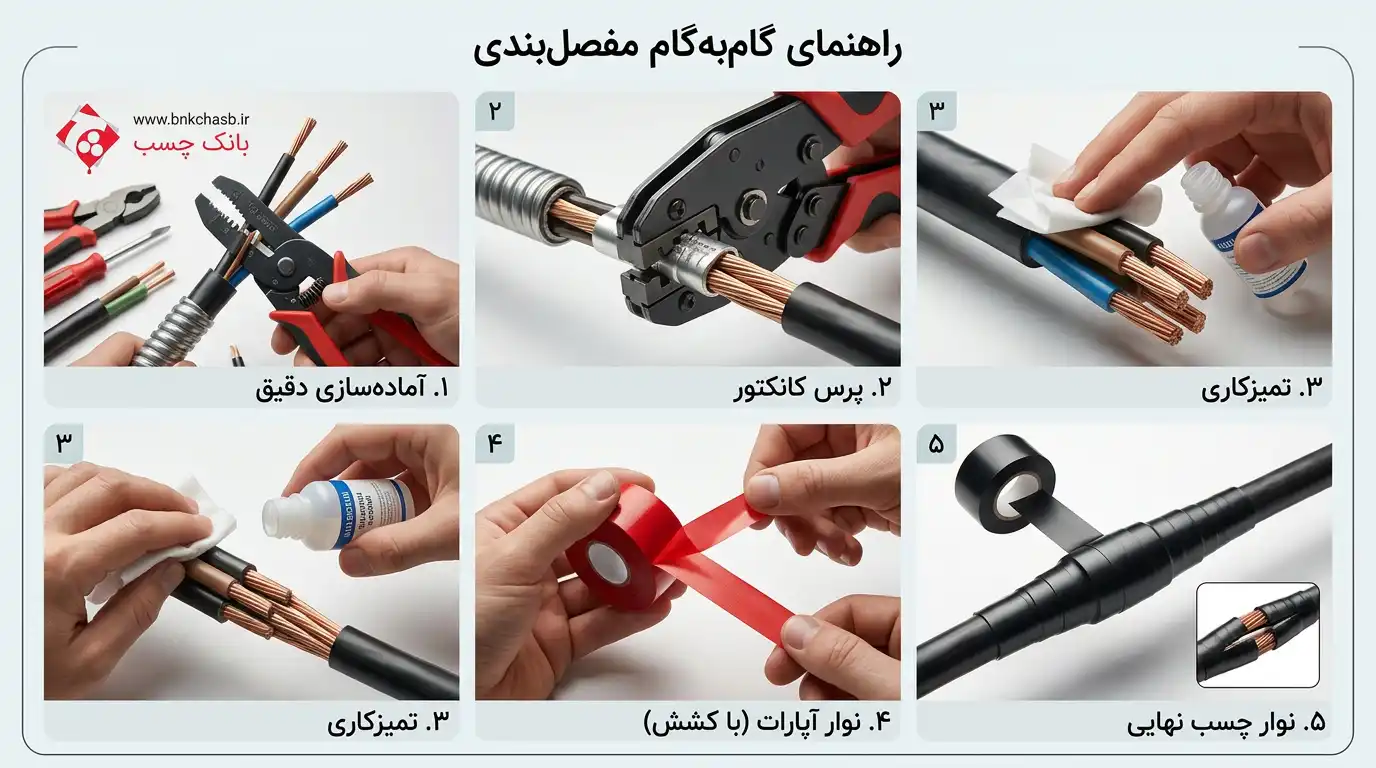 آموزش گام‌به‌گام مفصل‌بندی کابل فشار ضعیف